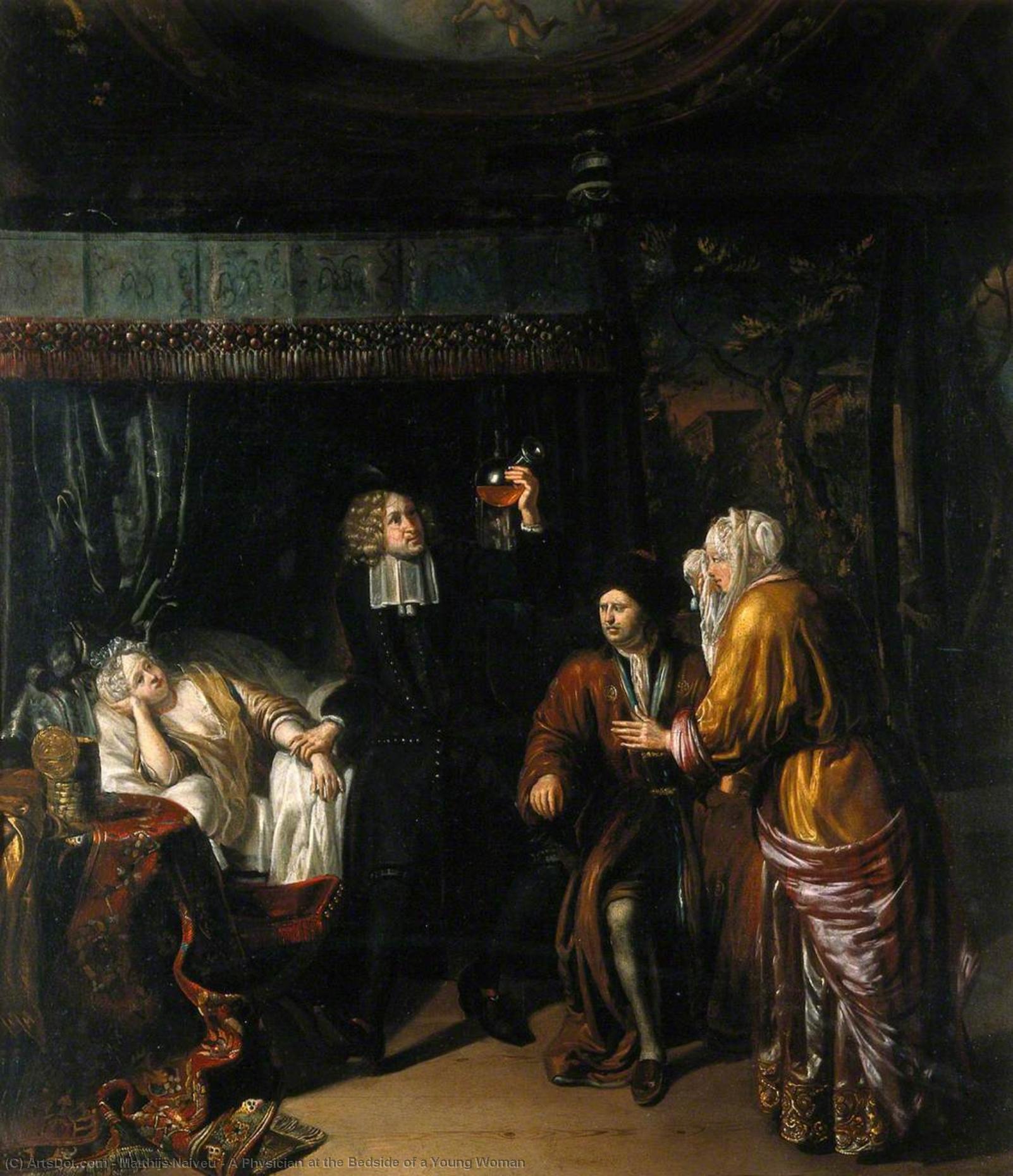 Wikioo.org - The Encyclopedia of Fine Arts - Painting, Artwork by Matthijs Naiveu - A Physician at the Bedside of a Young Woman