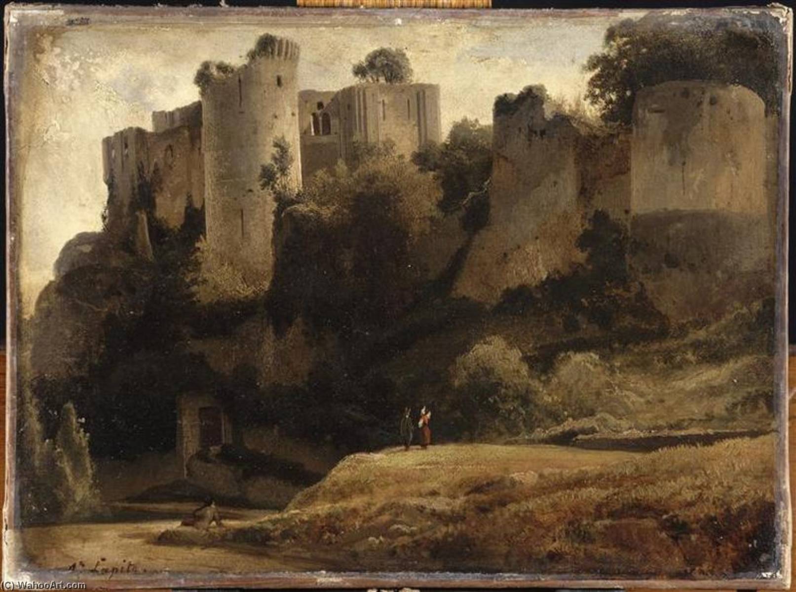 Wikioo.org - The Encyclopedia of Fine Arts - Painting, Artwork by Louis Auguste Lapito - Vue du château de Falaise Ruines d'un château féodal (ancien titre)