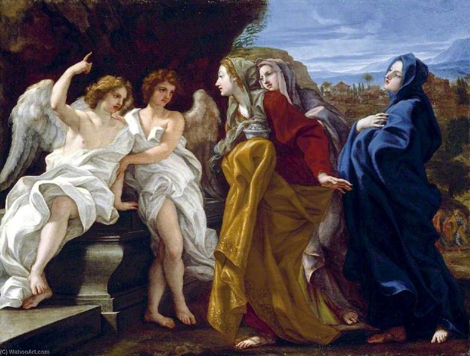 Wikioo.org - The Encyclopedia of Fine Arts - Painting, Artwork by Giovanni Battista Gaulli (Baciccio) - The Three Marys at the Sepulchre