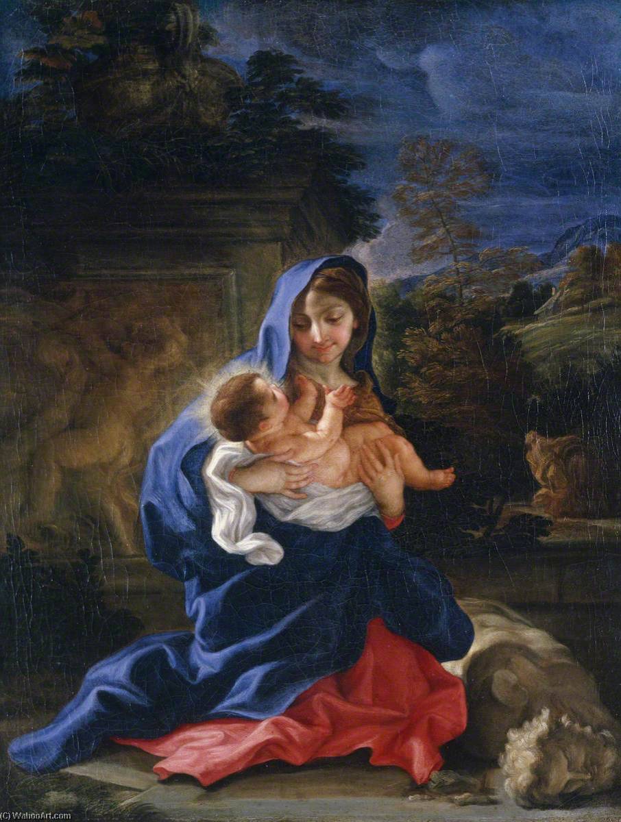 Wikioo.org - The Encyclopedia of Fine Arts - Painting, Artwork by Giovanni Battista Gaulli (Baciccio) - The Rest on the Flight into Egypt