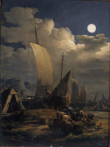 Wikioo.org - The Encyclopedia of Fine Arts - Painting, Artwork by Egbert Van Der Poel - Marine effet de lune