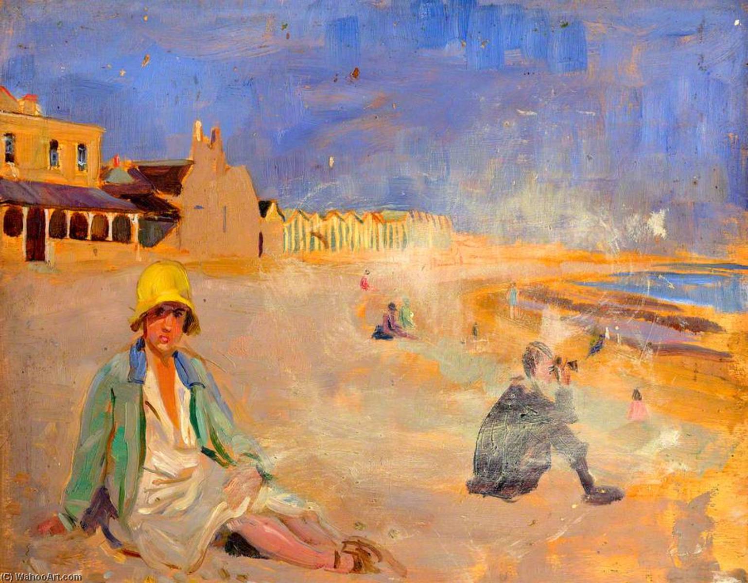 Wikioo.org - The Encyclopedia of Fine Arts - Painting, Artwork by Flora Twort - Figures on the Beach