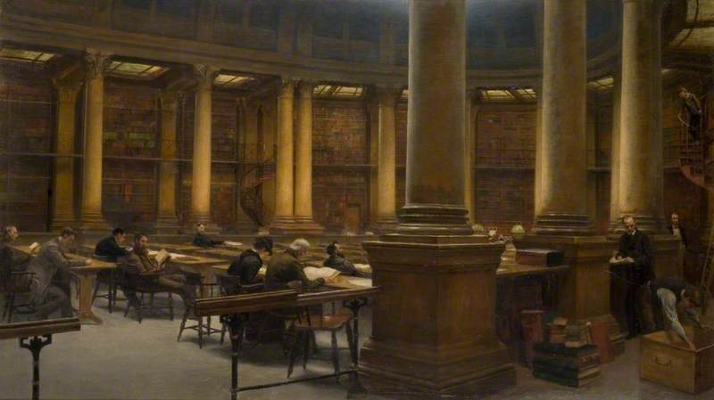 Wikioo.org - The Encyclopedia of Fine Arts - Painting, Artwork by Edward Richard Taylor - Birmingham Reference Library, the Reading Room