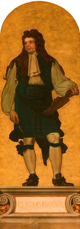 Wikioo.org - The Encyclopedia of Fine Arts - Painting, Artwork by John Dawson Watson - Grinling Gibbons (1648–1721) (design for a mosaic in the Victoria and Albert Museum)