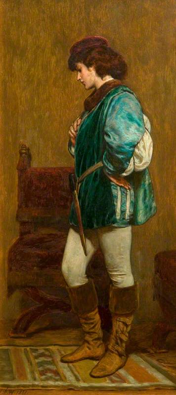 Wikioo.org - The Encyclopedia of Fine Arts - Painting, Artwork by John Dawson Watson - Rosalind Preparing to Leave Duke Frederick's Palace, 'As You Like It' by William Shakespeare
