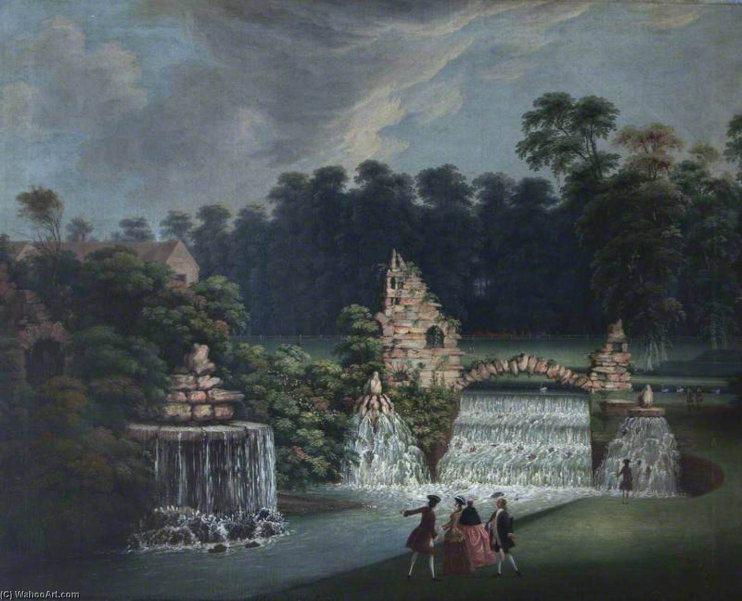 Wikioo.org - The Encyclopedia of Fine Arts - Painting, Artwork by Thomas Smith - The Cascade at Belton, Lincolnshire