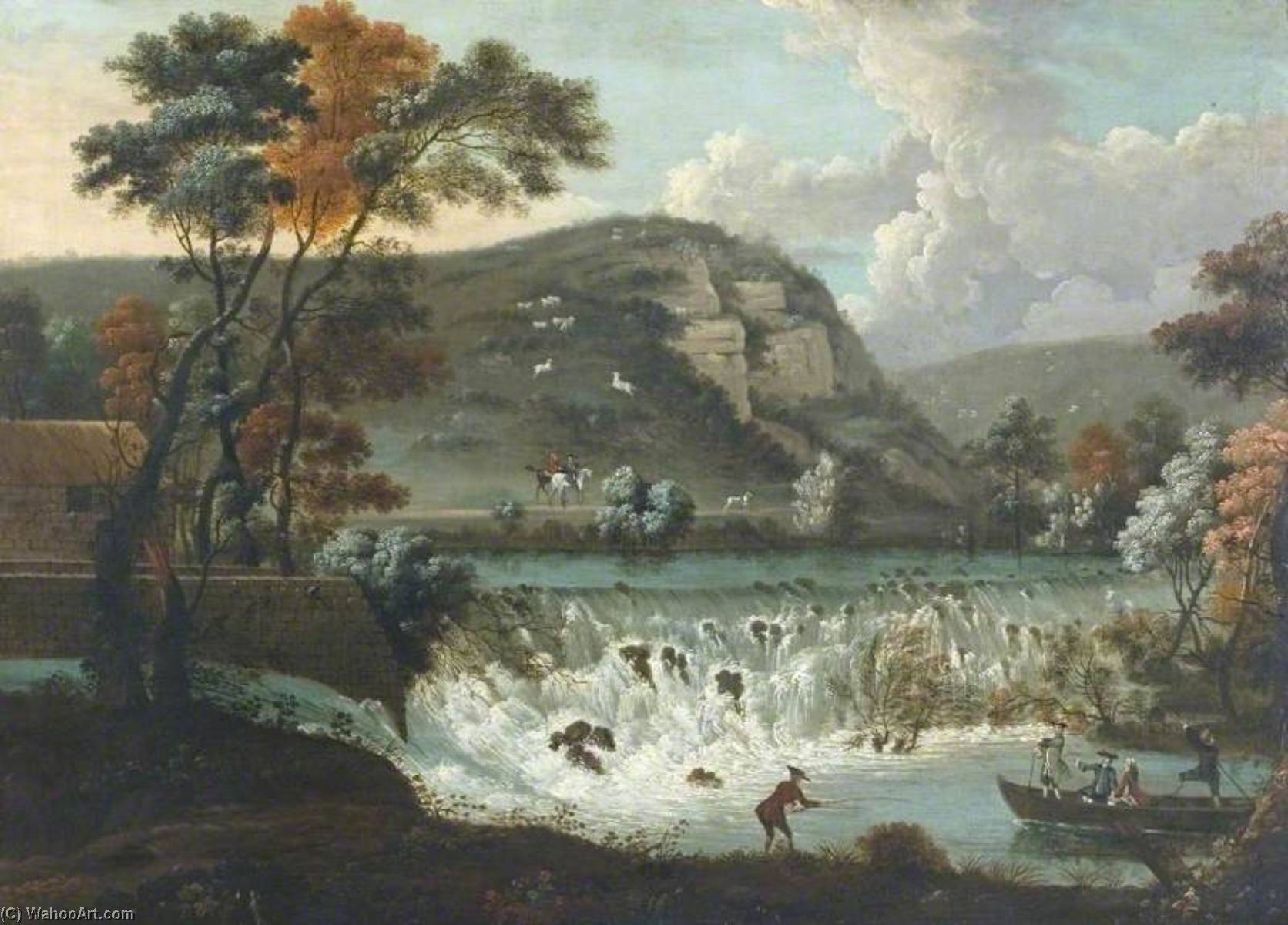 Wikioo.org - The Encyclopedia of Fine Arts - Painting, Artwork by Thomas Smith - Hopping Mill Weir, Derbyshire