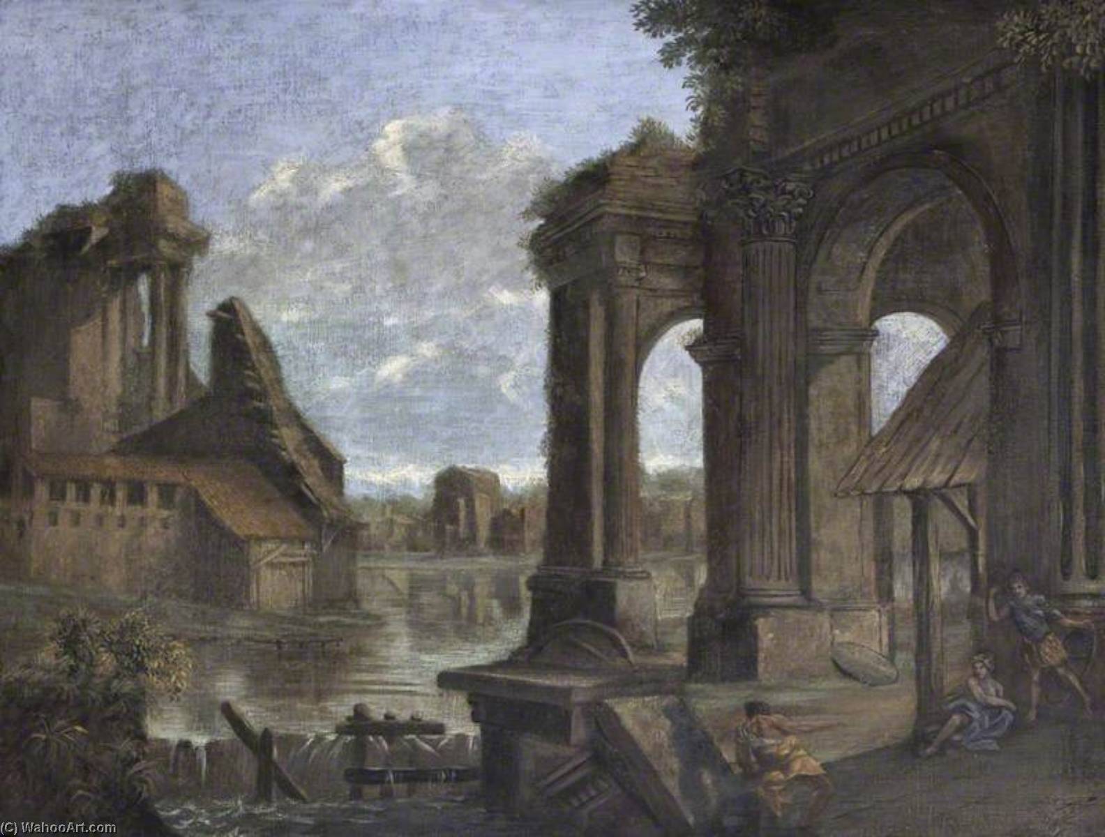 Wikioo.org - The Encyclopedia of Fine Arts - Painting, Artwork by Pietro Paltronieri - Capriccio Roman Ruins at Bologna