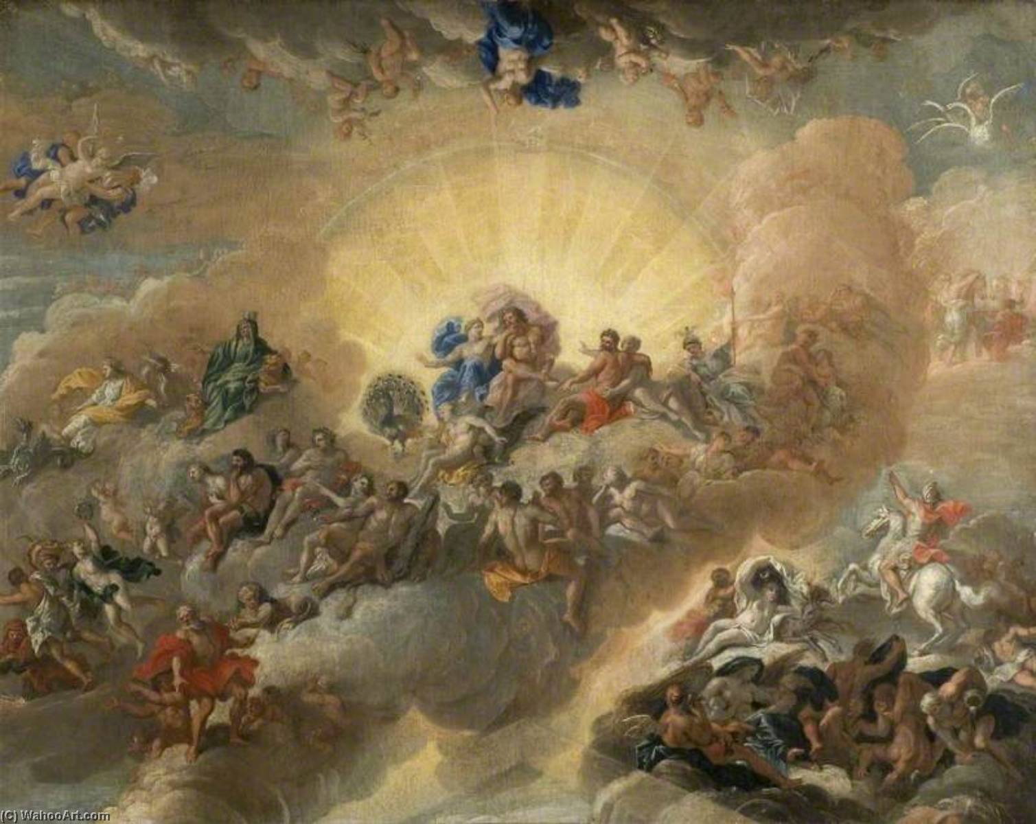 Wikioo.org - The Encyclopedia of Fine Arts - Painting, Artwork by Antonio Verrio - The Gods on Mount Olympus (sketch for the ceiling of the Heaven Room, Burghley House)
