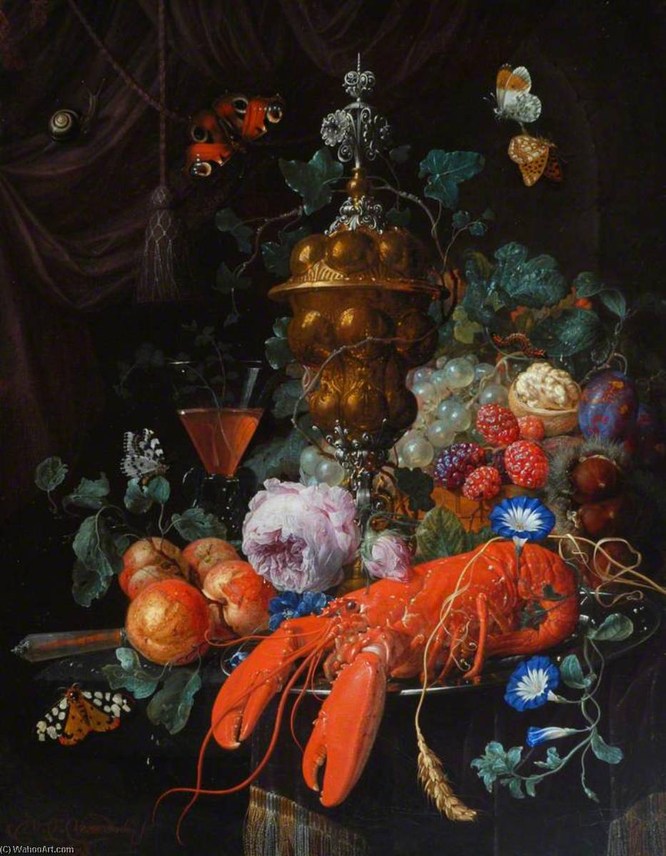 Wikioo.org - สารานุกรมวิจิตรศิลป์ - จิตรกรรม Nicolaes Van Verendael - Still Life with a Lobster