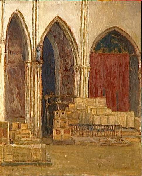 Wikioo.org - The Encyclopedia of Fine Arts - Painting, Artwork by Paul Jamot - VUE INTERIEURE DE L'EGLISE DES JACOBINS DE TOULOUSE EN 1918