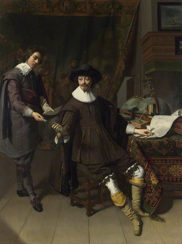 Wikioo.org - The Encyclopedia of Fine Arts - Painting, Artwork by Thomas De Keyser - Portrait of Constantijn Huygens and his ( ) Clerk
