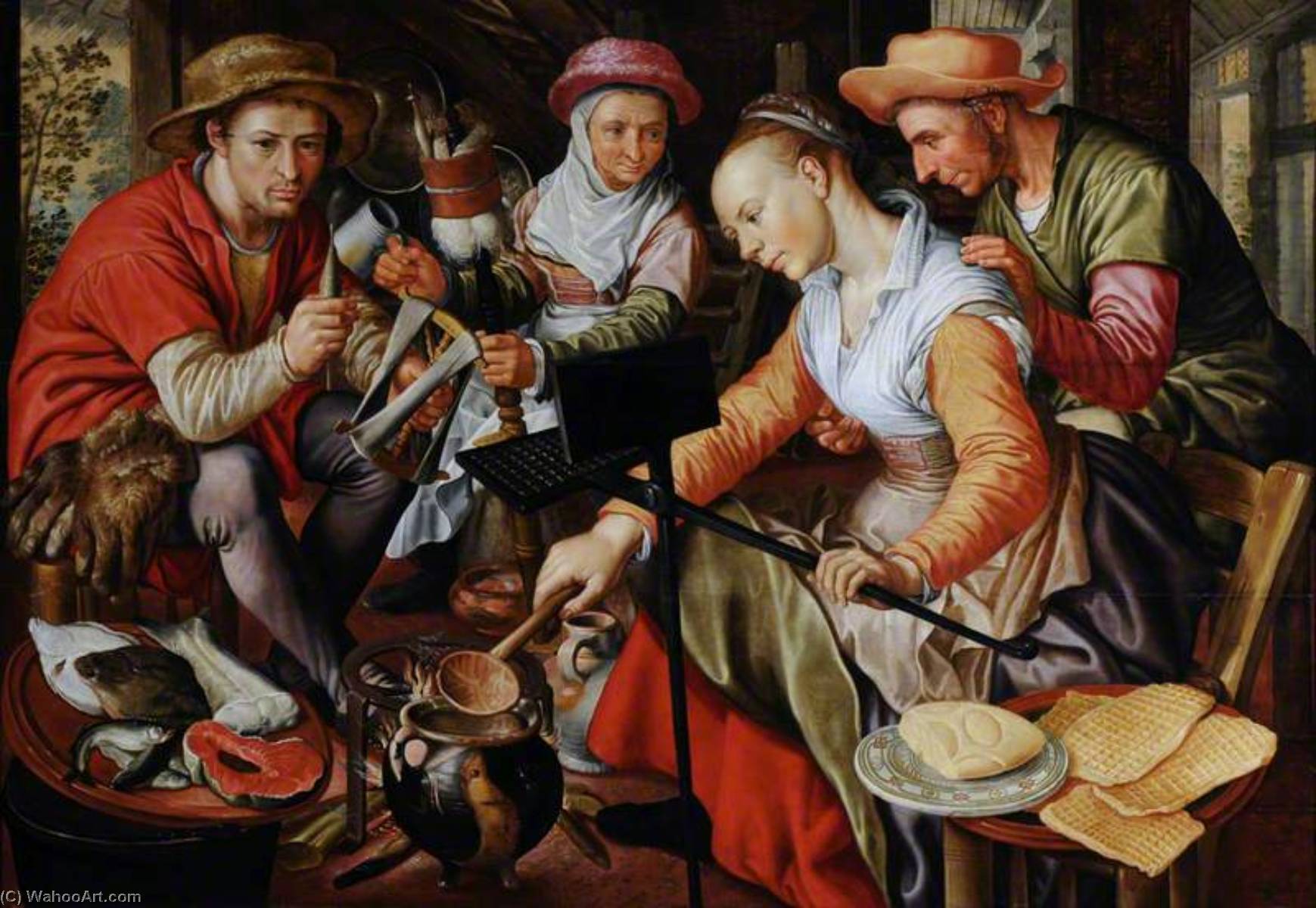 Wikioo.org - The Encyclopedia of Fine Arts - Painting, Artwork by Joachim Beuckelaer - A Dutch Kitchen Scene