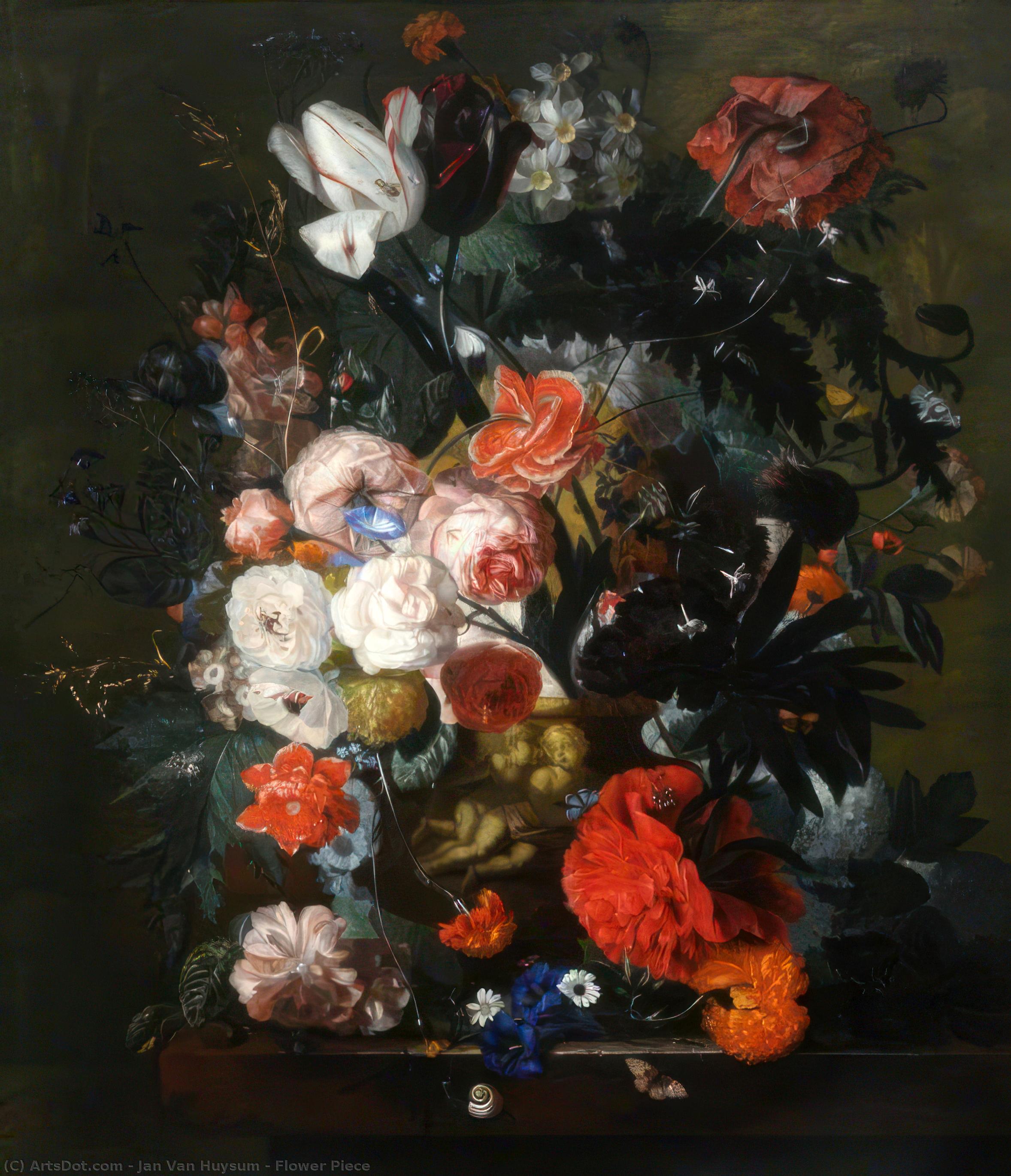 Wikioo.org - The Encyclopedia of Fine Arts - Painting, Artwork by Jan Van Huysum - Flower Piece