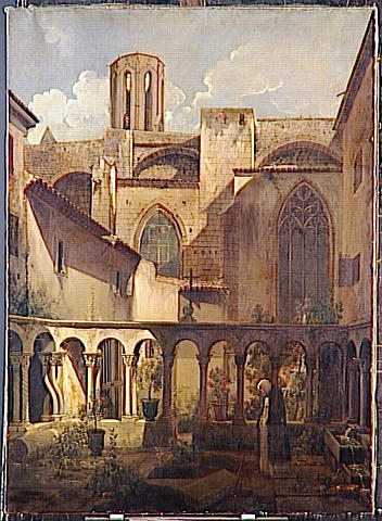 Wikioo.org - The Encyclopedia of Fine Arts - Painting, Artwork by Auguste De Forbin - VUE INTERIEURE DU CLOITRE SAINT SAUVEUR A AIX EN PROVENCE