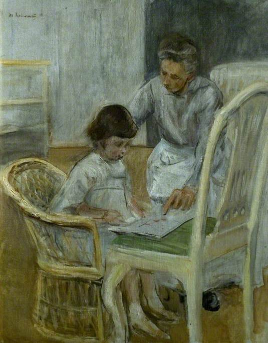 Wikioo.org - The Encyclopedia of Fine Arts - Painting, Artwork by Max Liebermann - Die Enkelin des Künstlers mit ihrem Kindermädchen