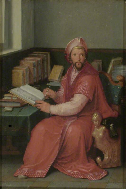 Wikioo.org - The Encyclopedia of Fine Arts - Painting, Artwork by Cornelis Cornelisz Van Haarlem - A Scholar in his Study