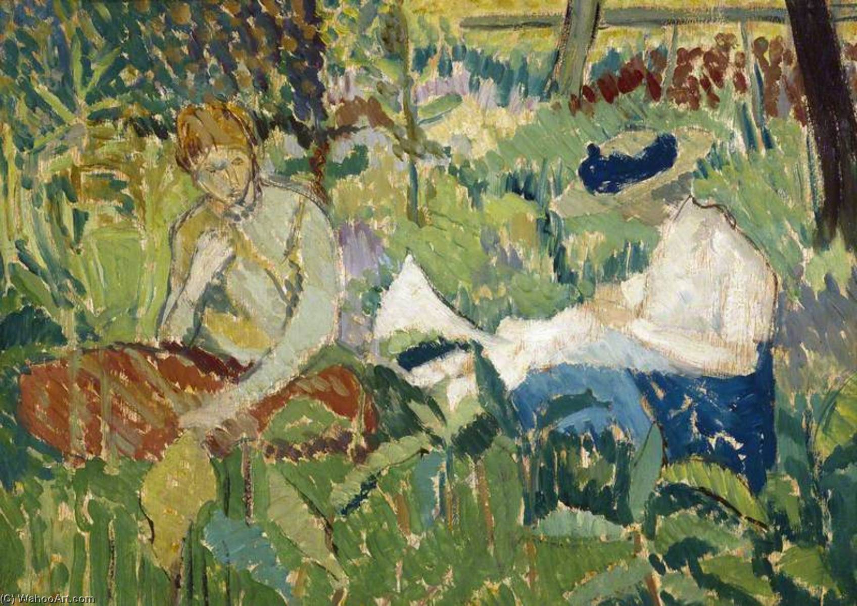 Wikioo.org - The Encyclopedia of Fine Arts - Painting, Artwork by Frederick Etchells - On the Grass