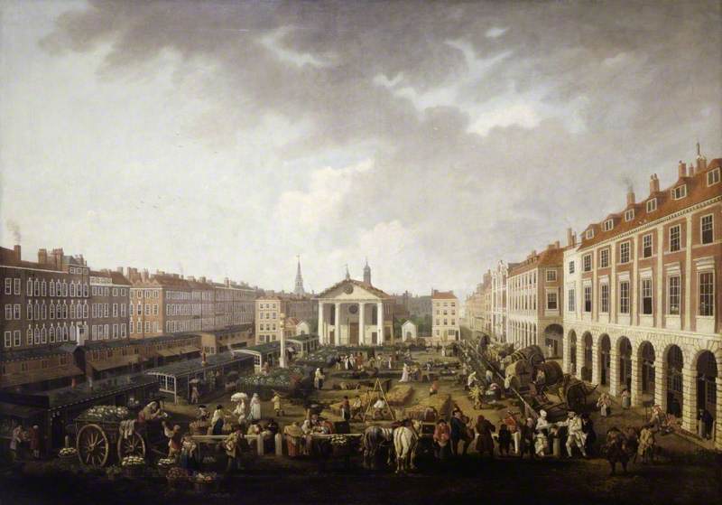Wikioo.org - The Encyclopedia of Fine Arts - Painting, Artwork by John Collet - Covent Garden Piazza and Market, London