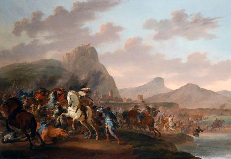 Wikioo.org - The Encyclopedia of Fine Arts - Painting, Artwork by Jan Van Huchtenburgh - A Battle between Christians and Moors