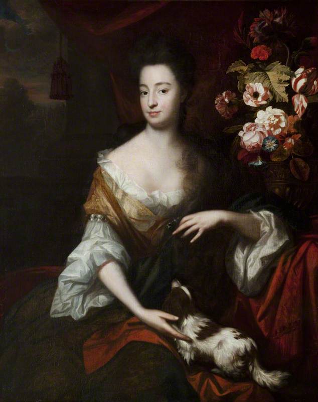 Wikioo.org - The Encyclopedia of Fine Arts - Painting, Artwork by Herman Verelst - Portrait of a Lady with a Dog