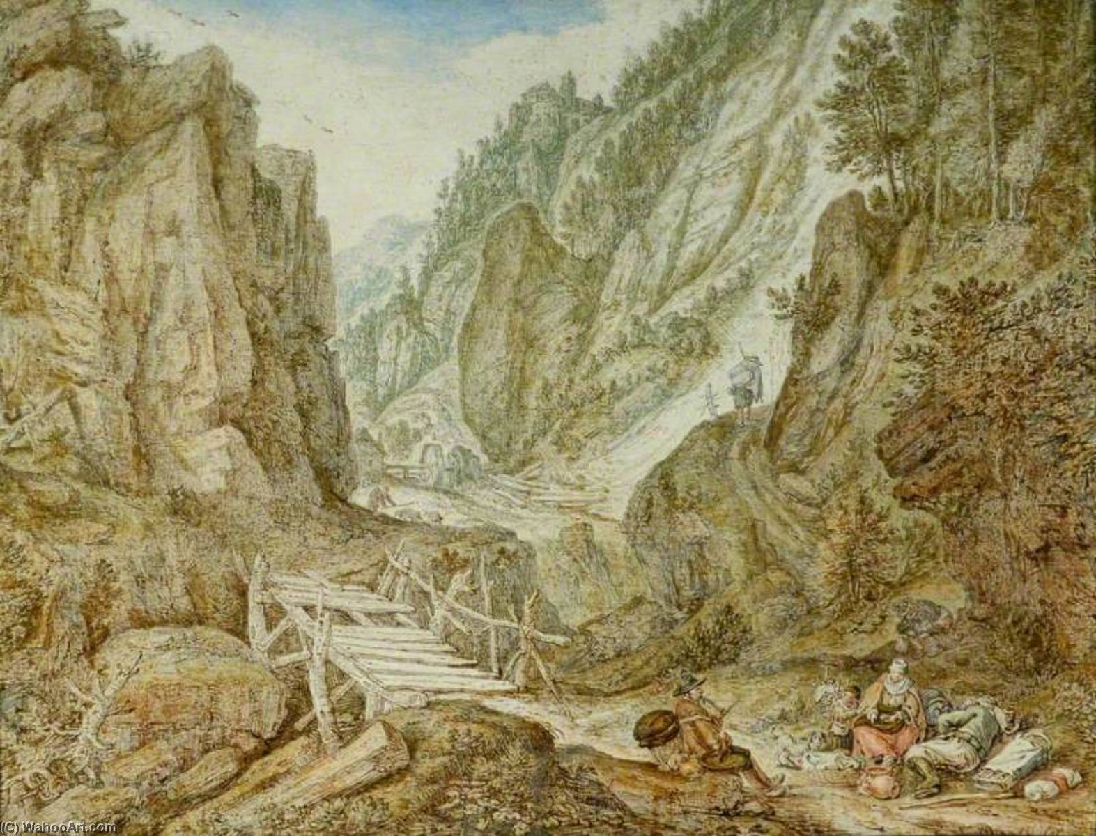WikiOO.org - Encyclopedia of Fine Arts - Lukisan, Artwork Herman Saftleven The Younger - Mountainous Landscape