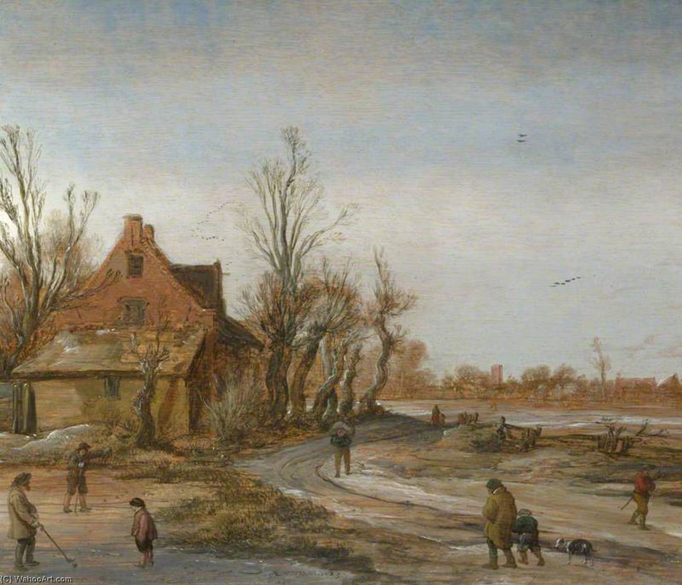 Wikioo.org - The Encyclopedia of Fine Arts - Painting, Artwork by Esaias Van De Velde I - A Winter Landscape