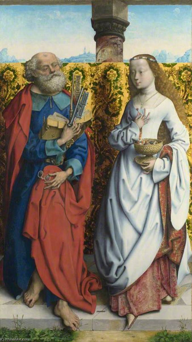 Wikioo.org - The Encyclopedia of Fine Arts - Painting, Artwork by Maitre De Saint Barthelemy - Saints Peter and Dorothy