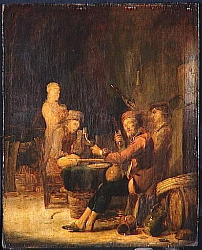 Wikioo.org - The Encyclopedia of Fine Arts - Painting, Artwork by Cornelis Saftleven (Cornelis Zachtleven) - LE DEJEUNER AU JAMBON