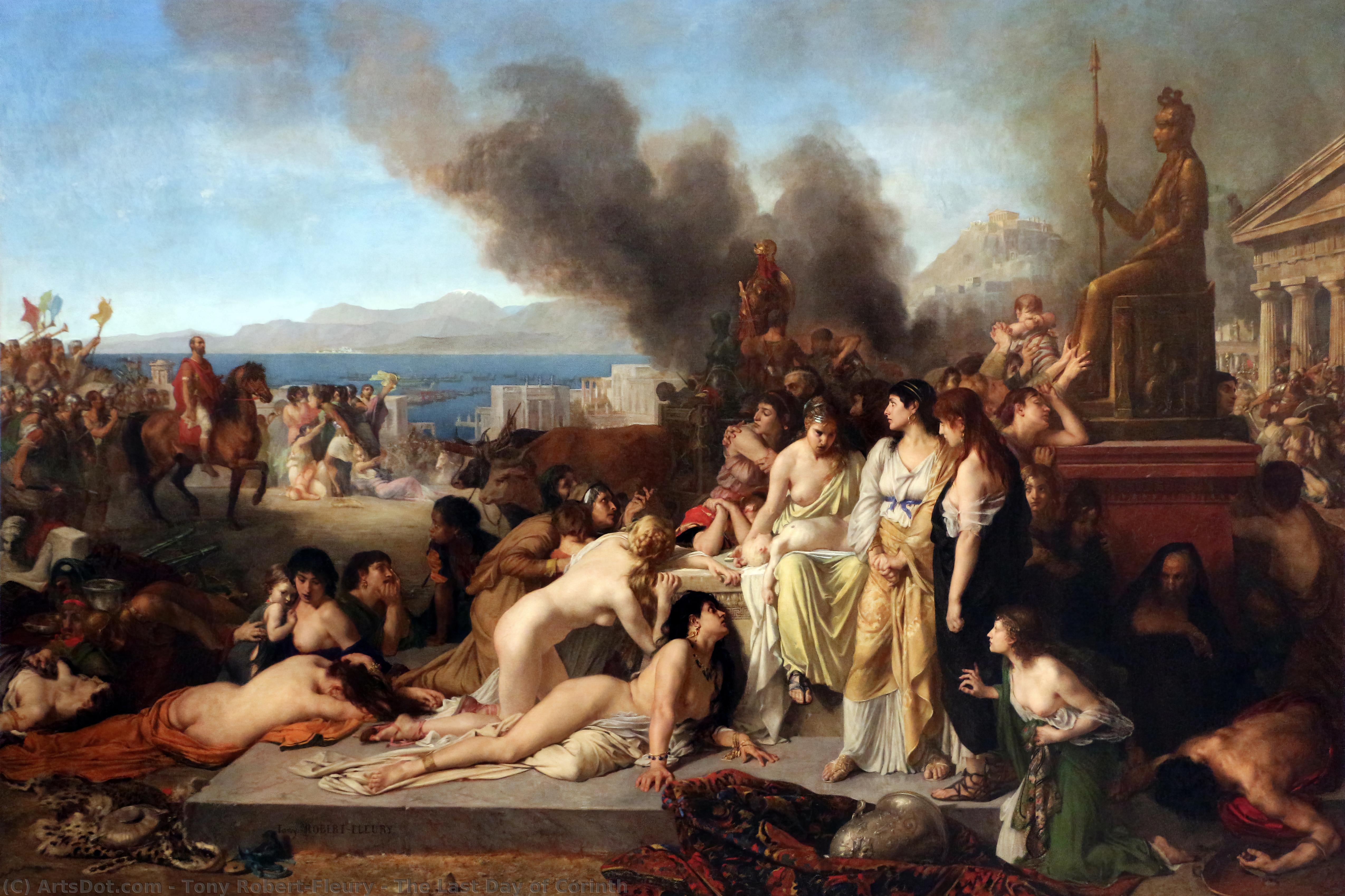 Wikioo.org - The Encyclopedia of Fine Arts - Painting, Artwork by Tony Robert-Fleury - Le dernier jour de Corinthe