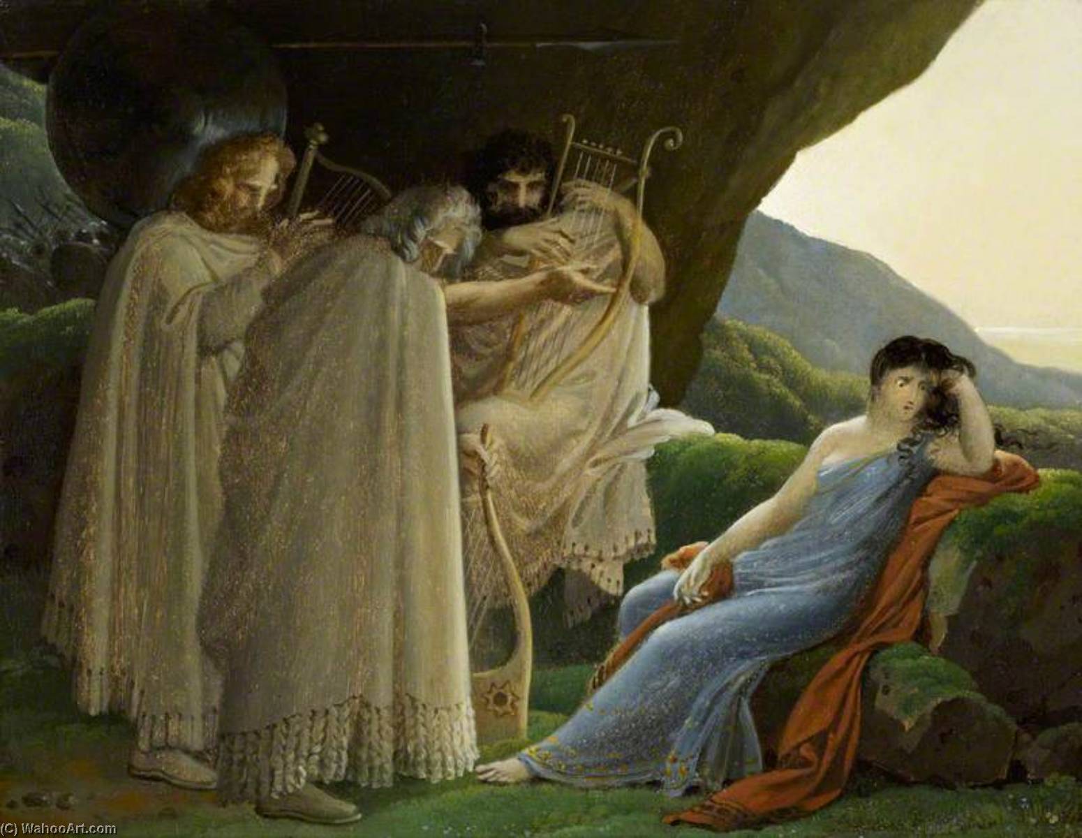 WikiOO.org - Εγκυκλοπαίδεια Καλών Τεχνών - Ζωγραφική, έργα τέχνης Anne Louis Girodet De Roucy Trioson - Malvina Mourning the Death of her Fiancé Oscar