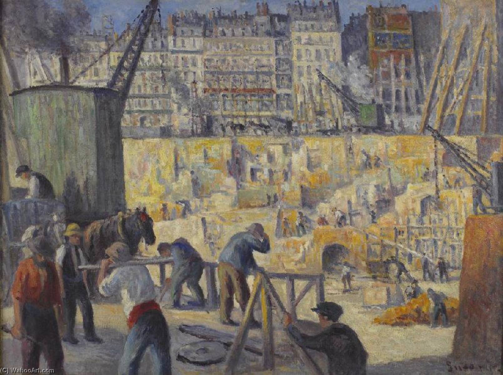 Wikioo.org – L'Encyclopédie des Beaux Arts - Peinture, Oeuvre de Maximilien Luce - Chantier de construction Vue de Paris ( autre titre )