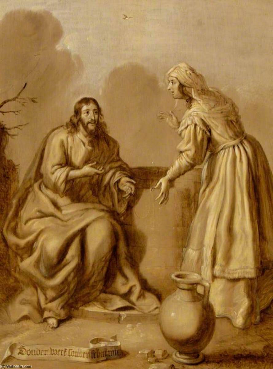 Wikioo.org - The Encyclopedia of Fine Arts - Painting, Artwork by Adriaen Pietersz Van De Venne - Christ and the Woman of Samaria at the Well