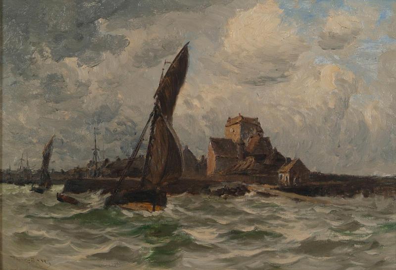 Wikioo.org - The Encyclopedia of Fine Arts - Painting, Artwork by Frank Myers Boggs - L'entrée du port de Barfleur