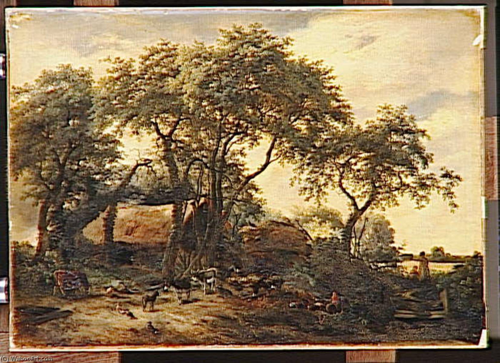 Wikioo.org – L'Encyclopédie des Beaux Arts - Peinture, Oeuvre de André Jolivard - COUR DE FERME , dit aussi LA FERME AUX ANES