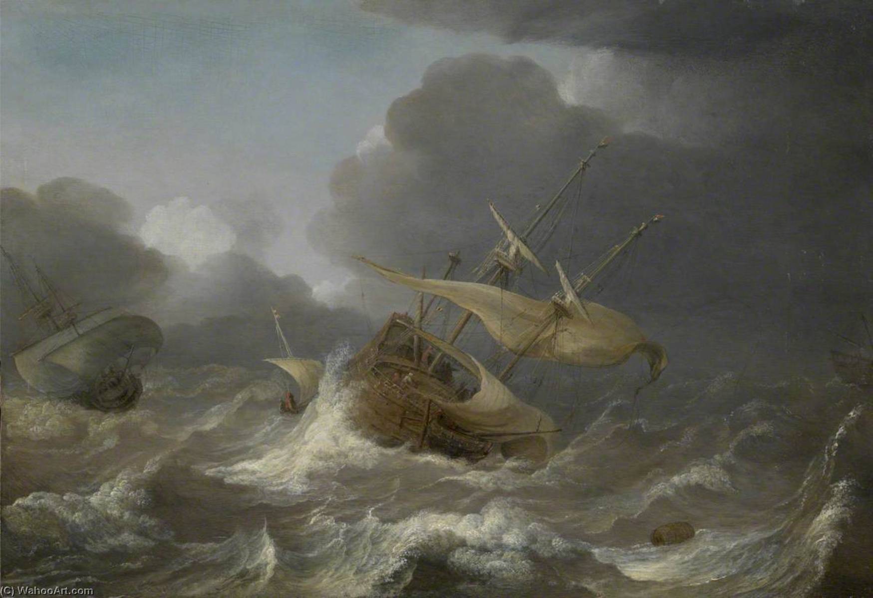 Wikioo.org - The Encyclopedia of Fine Arts - Painting, Artwork by Jan Porcellis - Dutch Ships in a Gale