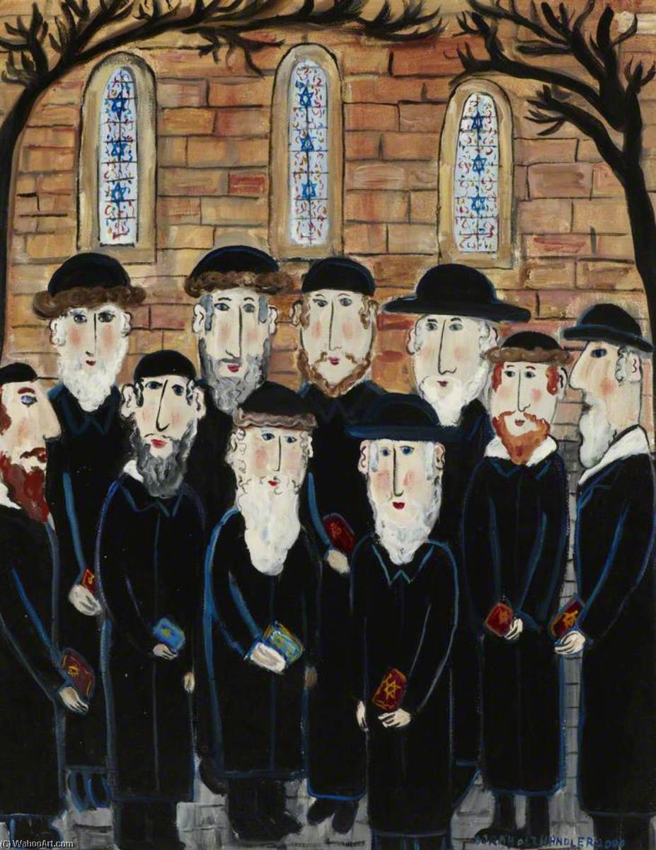 Wikioo.org - The Encyclopedia of Fine Arts - Painting, Artwork by Dora Holzhandler - Group of Jews The Minyan
