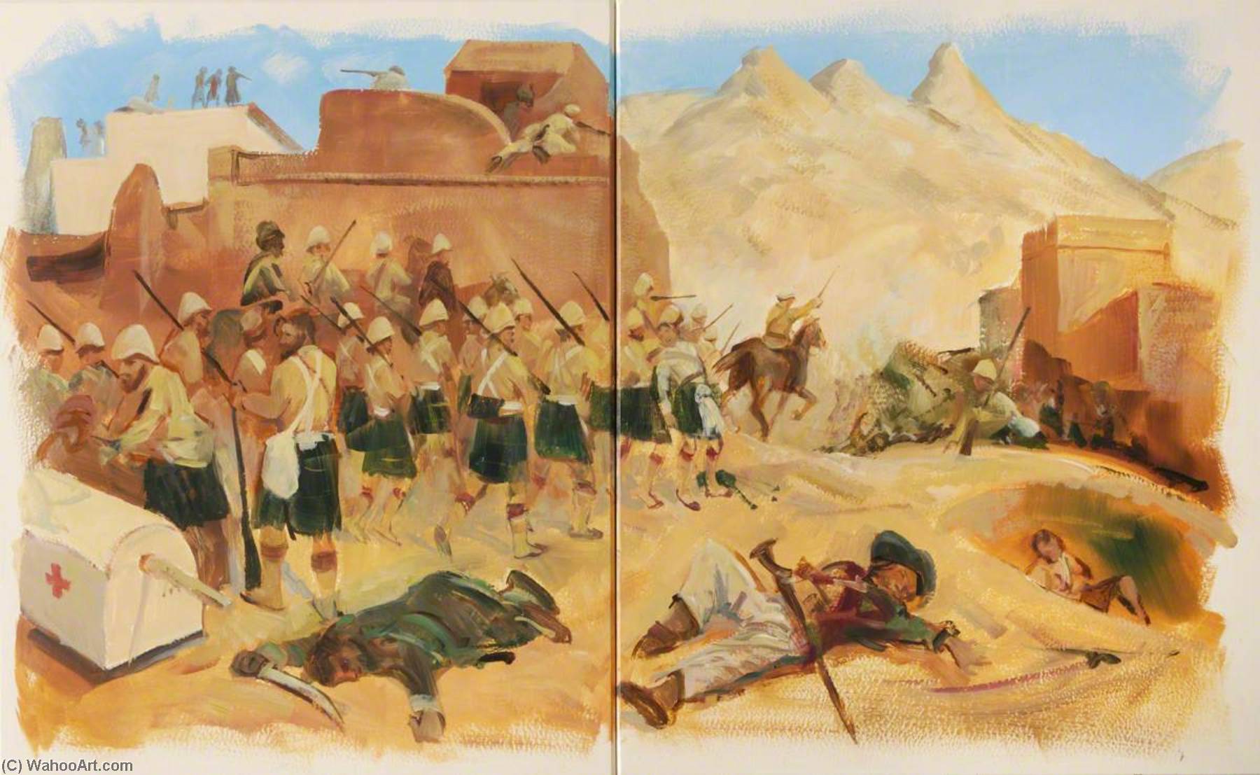 Wikioo.org - The Encyclopedia of Fine Arts - Painting, Artwork by Eric Auld - Gordons at Kandahar (diptych)