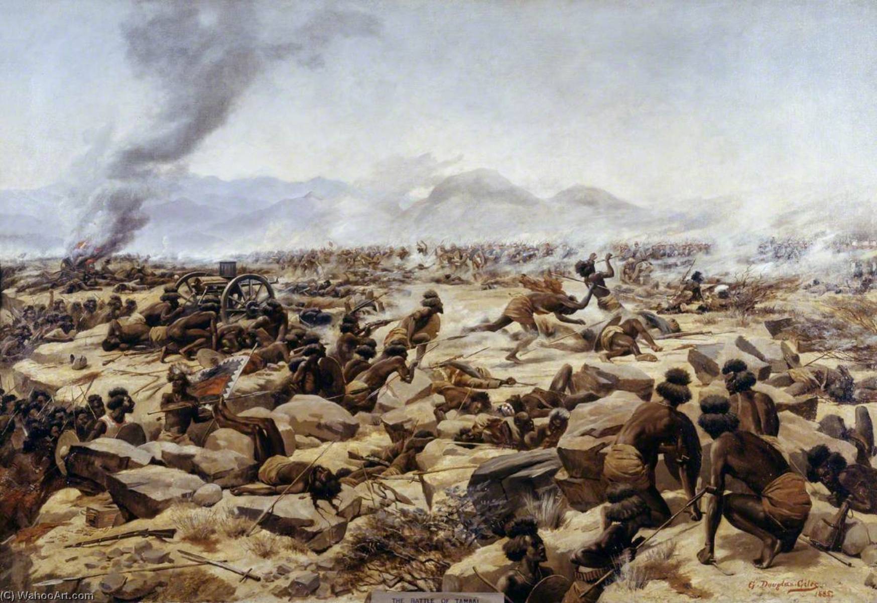 Wikioo.org - The Encyclopedia of Fine Arts - Painting, Artwork by Godfrey Douglas Giles - The Battle of Tamai, Soudan Campaign, 1884
