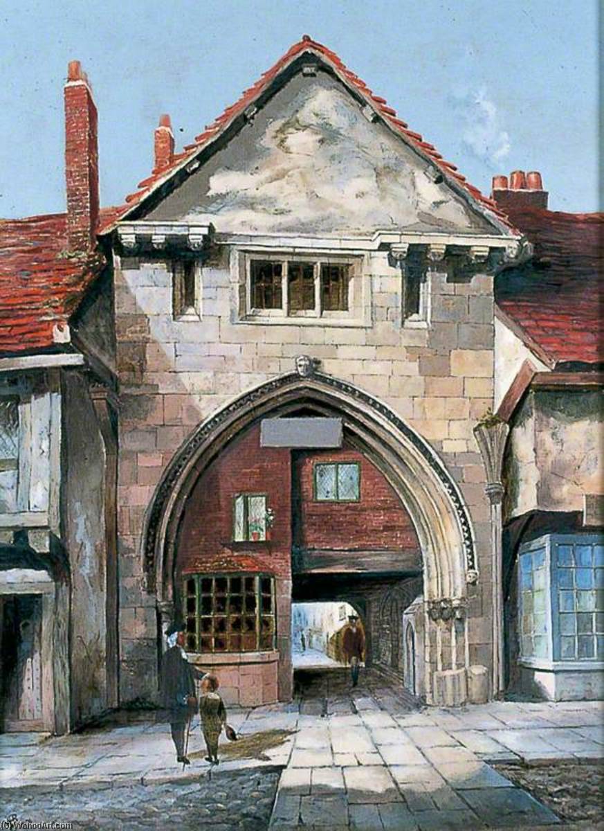 Wikioo.org - The Encyclopedia of Fine Arts - Painting, Artwork by Walter Harvey Brook - The Gatehouse at Holy Trinity Priory, York