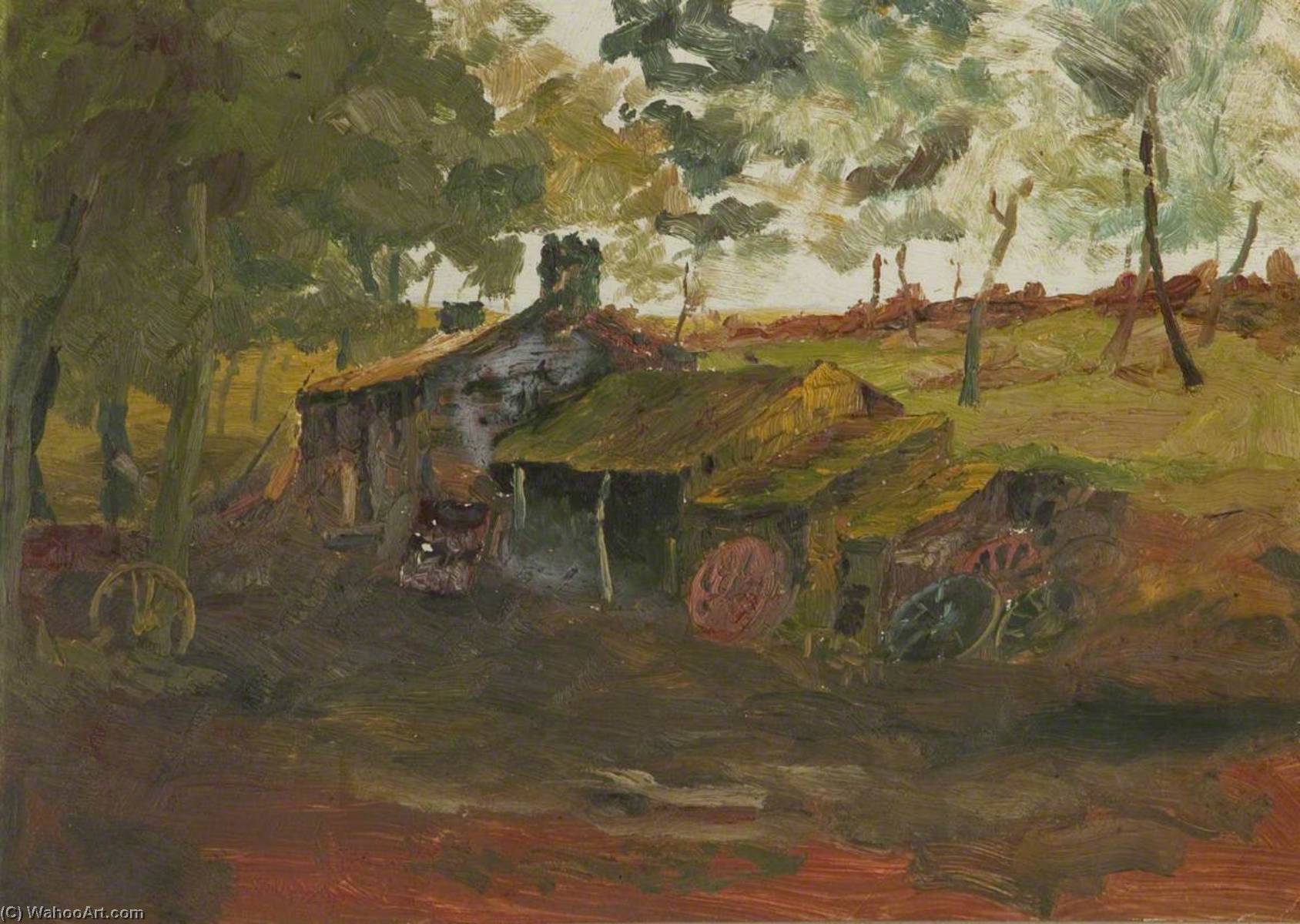 Wikioo.org - The Encyclopedia of Fine Arts - Painting, Artwork by Archibald Knox - Smithy at Abbeylands