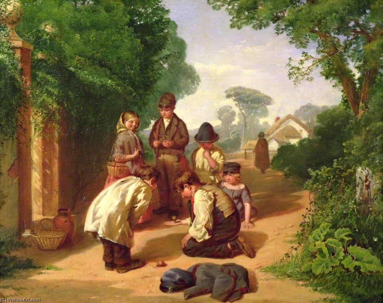 Wikioo.org – L'Enciclopedia delle Belle Arti - Pittura, Opere di John Gendall - bambini Filatura  cime