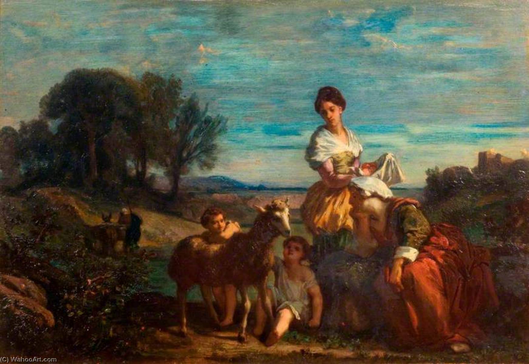 WikiOO.org - Енциклопедия за изящни изкуства - Живопис, Произведения на изкуството Barthélemy Menn - Children Playing with a Lamb