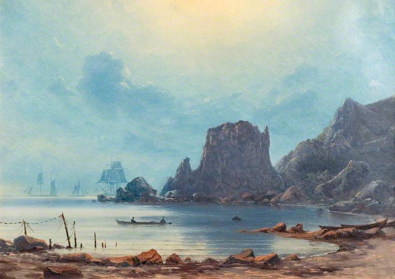 Wikioo.org - The Encyclopedia of Fine Arts - Painting, Artwork by Georg Emil Libert - Coast Scene Gulf of Lyons