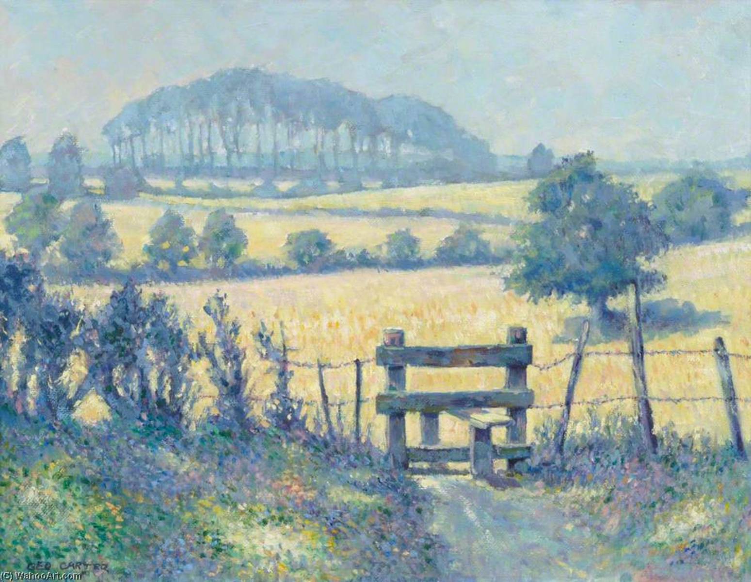 Wikioo.org - The Encyclopedia of Fine Arts - Painting, Artwork by George Carter - Landscape with Stile (Summer near Blackmoor)