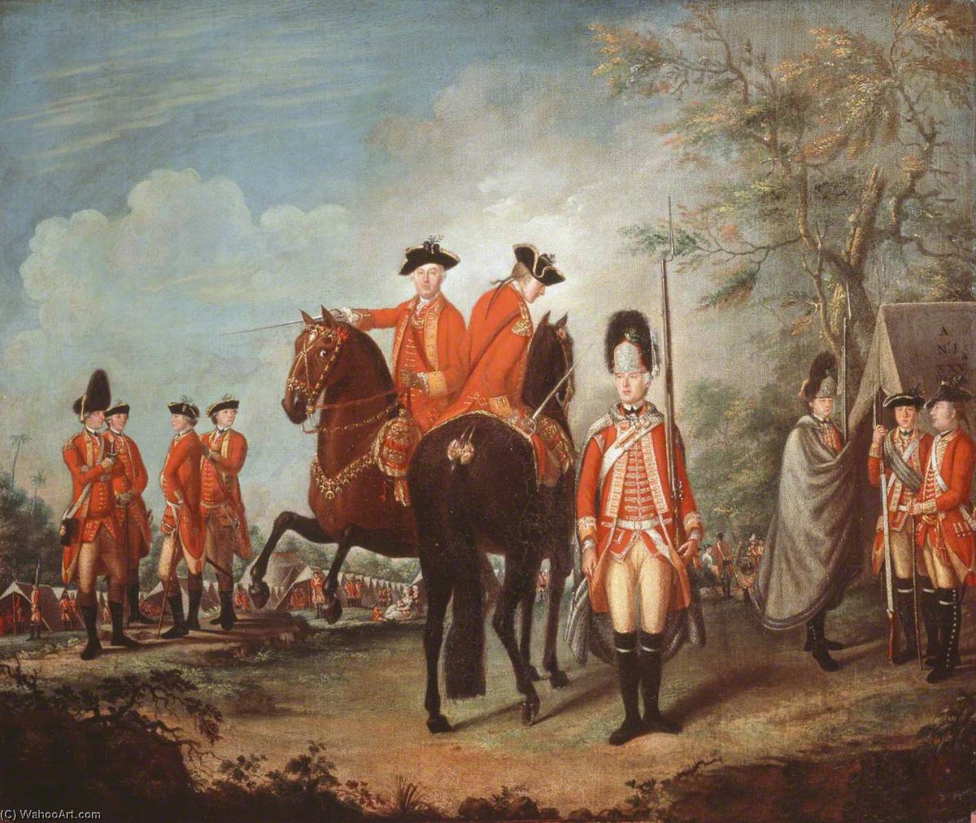 WikiOO.org - 백과 사전 - 회화, 삽화 Giuseppe Chiesa - Two Horses of the Regiment, c.1769