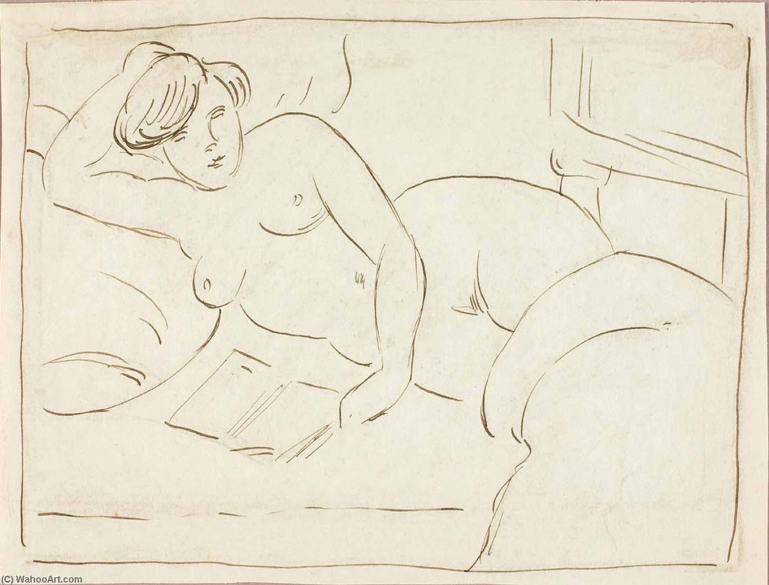 Wikioo.org - สารานุกรมวิจิตรศิลป์ - จิตรกรรม Carl Newman - Reclining Female Nude with Book