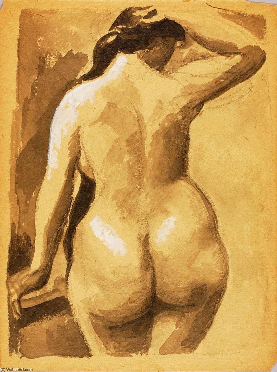 Wikioo.org - The Encyclopedia of Fine Arts - Painting, Artwork by Carl Newman - Back View of Female Nude