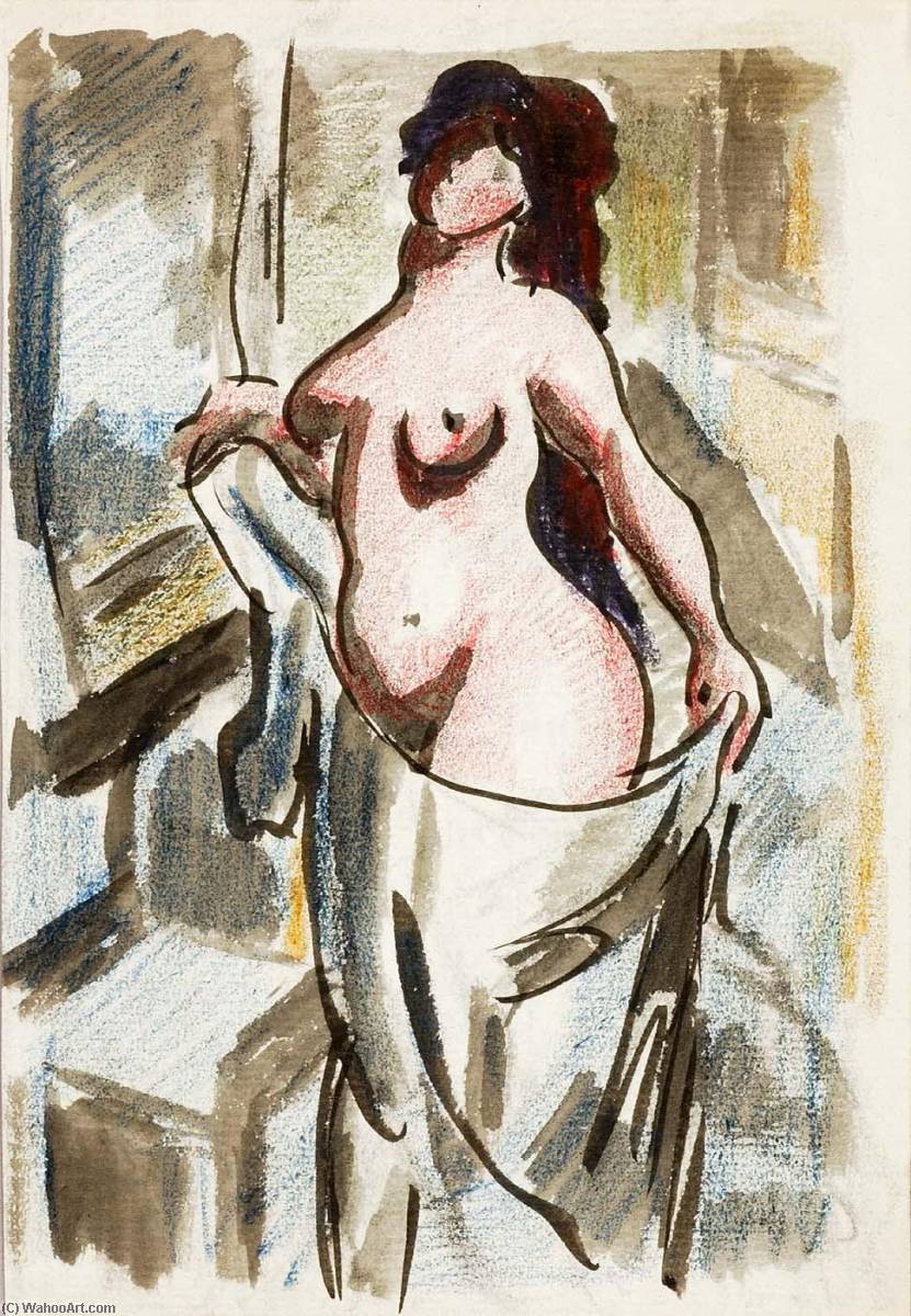WikiOO.org - Енциклопедія образотворчого мистецтва - Живопис, Картини
 Carl Newman - Female Nude with Drape