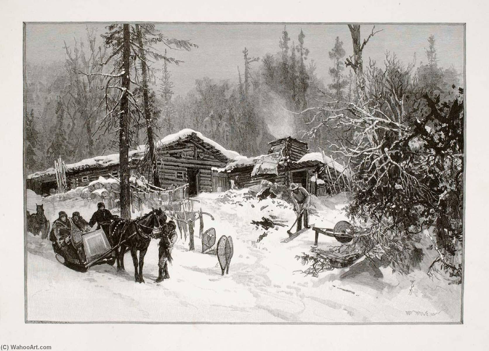 WikiOO.org - 백과 사전 - 회화, 삽화 Henry Wolf - Lumbermen's Camp